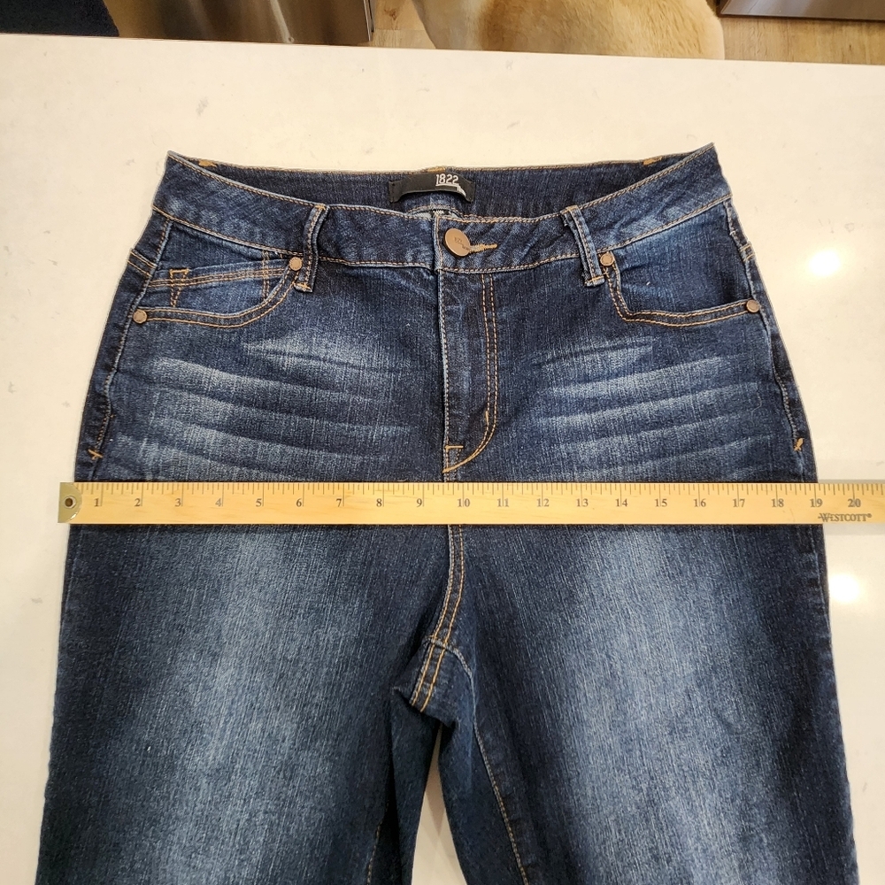 Vintage 1822 Denim Jeans Womens 14 Ankle Tapered Blue Dark Wash Stretch China - Picture 9 of 13